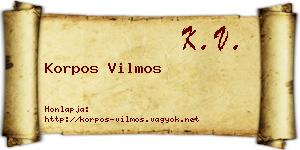 Korpos Vilmos névjegykártya